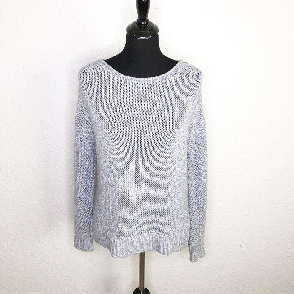 Vince blue cream marled crochet knit sweater size Small